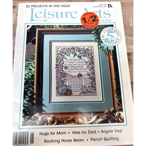 Vintage Leisure Arts Cross Stitch Pattern Tulips & Hymn Of Promise Craft Magazin - Picture 1 of 3